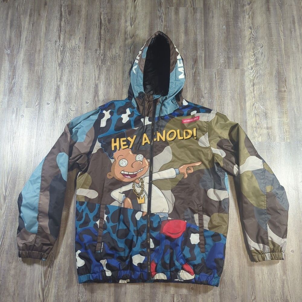 Members Only Nickelodeon Hey Arnold Hooded Windbreaker - Size Large